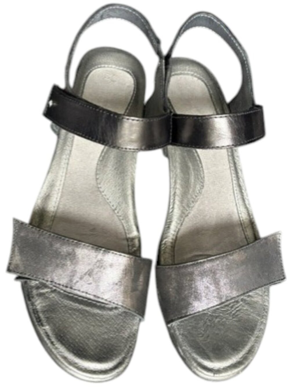 Naot Extant Gunmetal Textured Leather Strappy Sandal - Silver/Black - 39